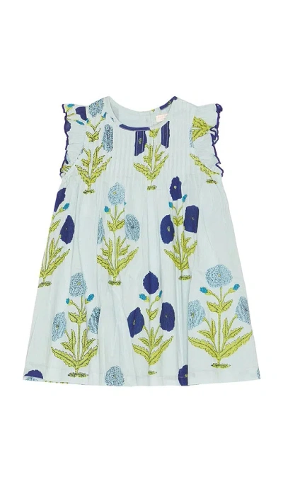 Pink Chicken Girls Jaipur Dress In Light Blue Dandelion