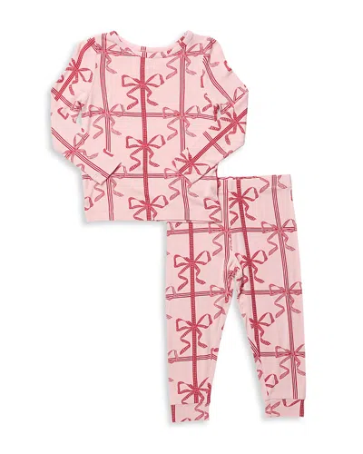 Pink Chicken Girls' Present Bow Print Bamboo Blend Pajama Set - Little Kid In Pink