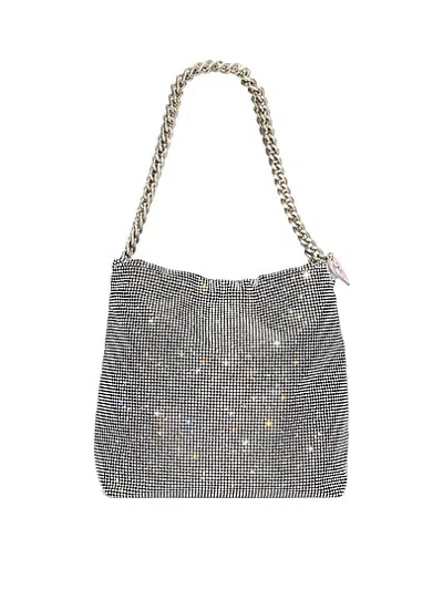 Pink Diamanté Pouch Bag In Black