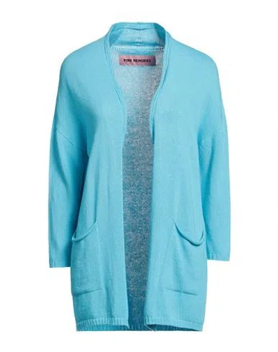 Pink Memories Woman Cardigan Sky Blue Size 4 Cotton, Acrylic