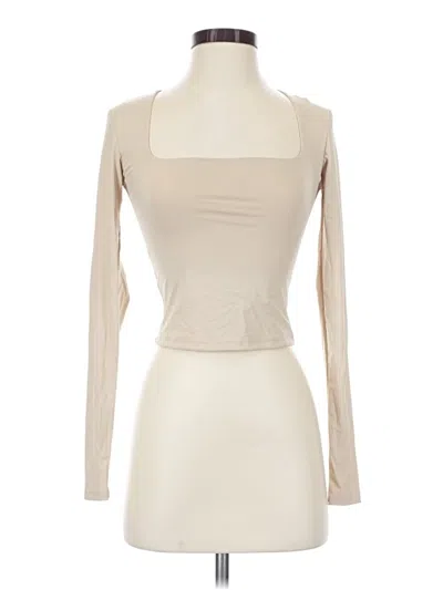 Pre-owned Pink Rose Long Sleeve Top Ivory Turtleneck Tops
