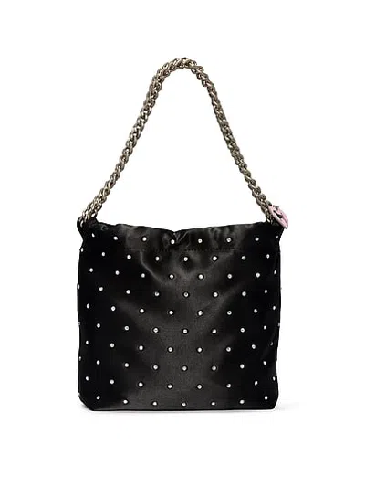 Pink Satin Pouch Bag In Black