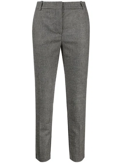 Pinko Bello Checkered Slim-fit Trousers In Grey
