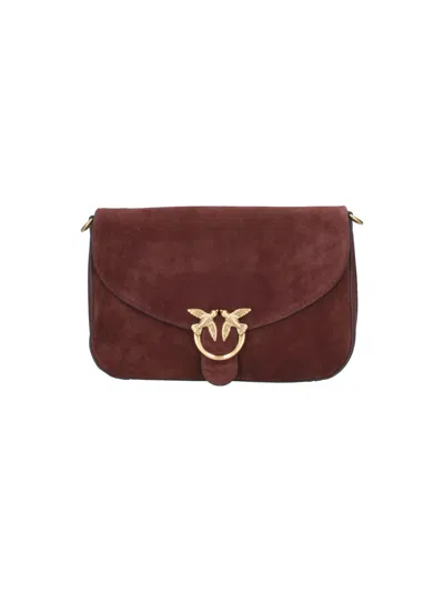 Pinko Bordeaux Mini Love Bag Satchel Suede Shoulder Bag In White