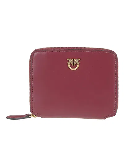 Pinko Burgundy Taylor Zip Around Calf Leather Wallet In White