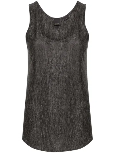 Pinko Cars Linen Tank Top In Black