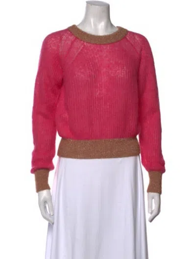 Pre-owned Pinko Crew Neck Sweater In Metallic/pink
