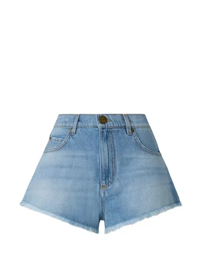 Pinko Frayed-edge Denim Shorts In Blue