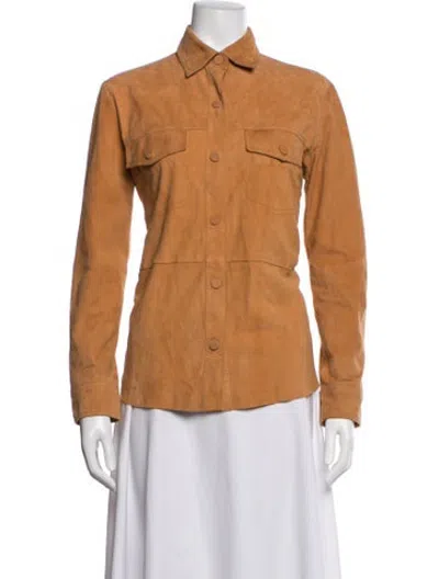 Pre-owned Pinko Goat Leather Jacket In Brown