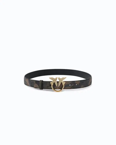 Pinko Low.love Berry Belt H3 Strass Suede In Black