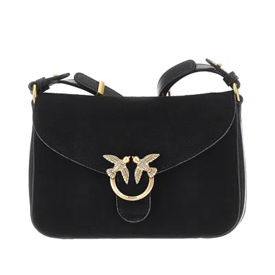 Pinko Mini Love Bag Satchel Suede Leather Bag In Black