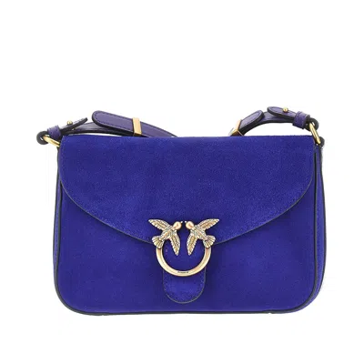 Pinko Mini Love Bag Satchel Suede Leather Bag In Blue