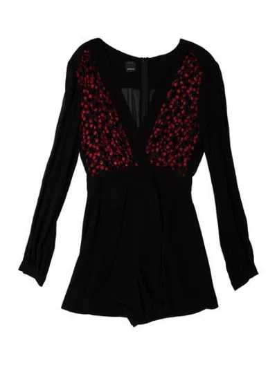 Pre-owned Pinko Polka Dot Print V-neck Jumpsuit In Black