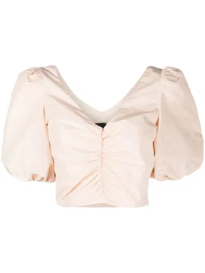 Pinko Puff-sleeve Cropped Blouse In Pink