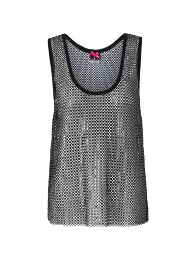 Pinko Sequin-embellished Mesh Top In Gray