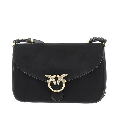 Pinko Suede Leather Medium  Love Bag Satchel Bag In Black