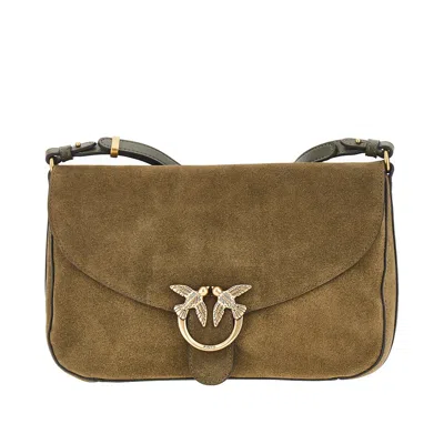 Pinko Suede Leather Medium  Love Bag Satchel Bag In Brown