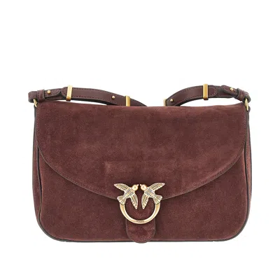 Pinko Suede Leather Medium  Love Bag Satchel Bag In Brown