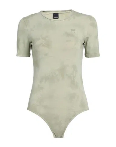 Pinko Woman Bodysuit Sage Green Size S Cotton, Elastane