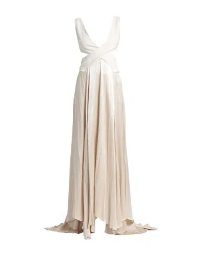 Pinko Woman Maxi Dress Beige Size 6 Viscose, Polyester
