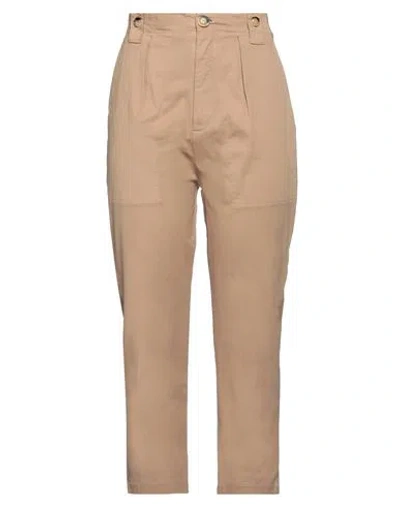 Pinko Woman Pants Sand Size 10 Cotton, Elastane In Beige