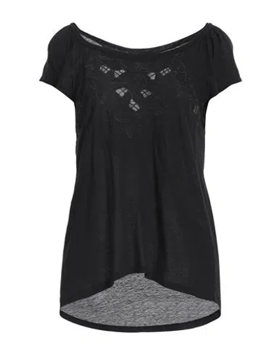 Pinko Woman T-shirt Black Size M Viscose, Linen