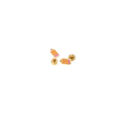 Pip Pop Kids'  Girls' Pencil Flatback Stud Hypoallergenic Earrings In Gold