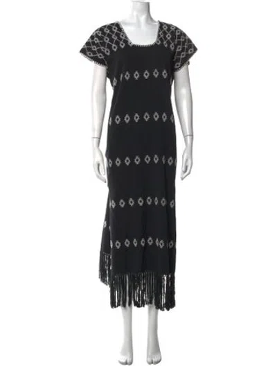 Pre-owned Pippa Holt Patterned Long Dress In Black/white