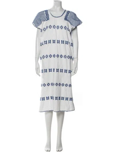 Pre-owned Pippa Holt Patterned Long Dress In Blue/white
