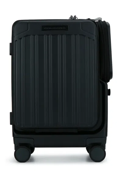 Piquadro Trolley Cabin 4 Ruote Multipockets In Policarbonat In Black