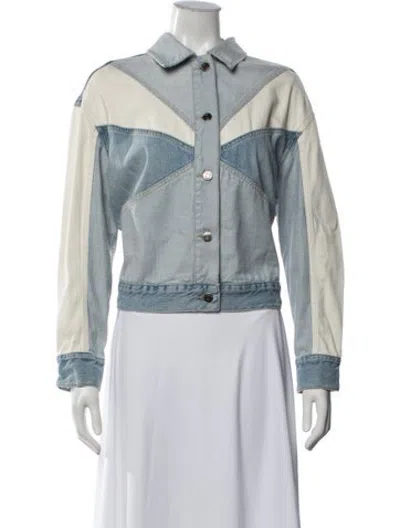 Pre-owned Pistola Colorblock Pattern Denim Jacket In Blue/white