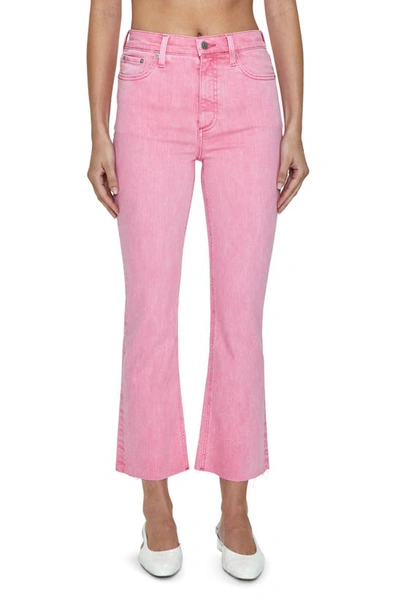 Pistola Lennon High Waist Raw Hem Crop Bootcut Jeans In Carnation Pink Snow