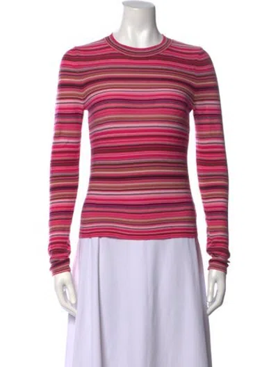 Pre-owned Pistola Striped Crew Neck Sweater In Pink