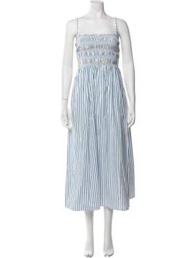 Pre-owned Pistola Striped Midi Length Dress In Blue/white
