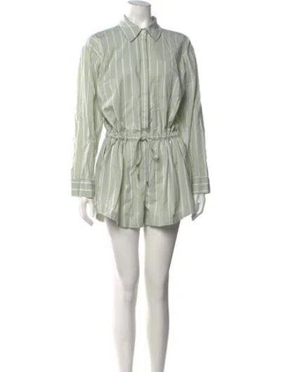 Pre-owned Pistola Striped Romper In Green