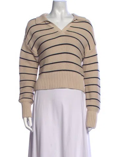 Pre-owned Pistola Striped V-neck Sweater In Neutrals