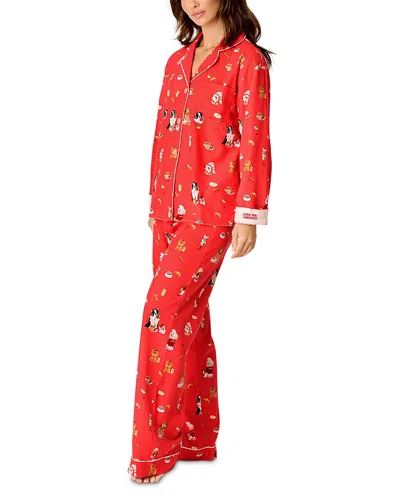 Pj Salvage Long Sleeve Cotton Flannel Pajama Set In Multi