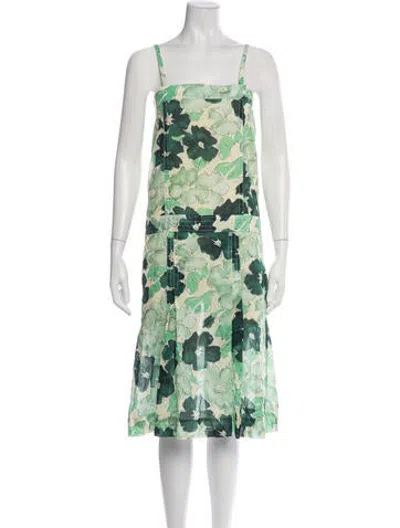 Pre-owned Plan C Floral Print Knee-length Dress In Green
