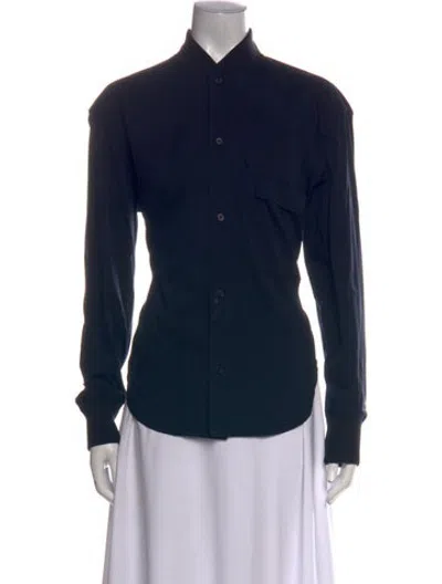 Pre-owned Plan C Long Sleeve Button-up Top In Blue