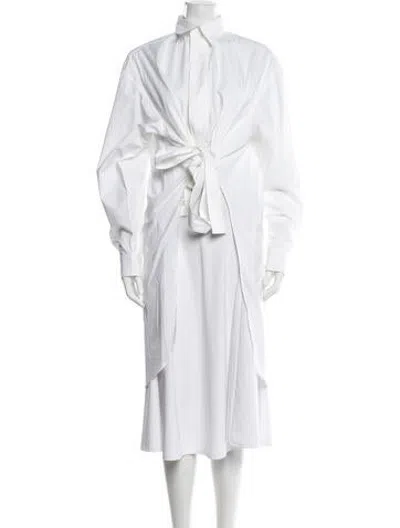 Pre-owned Plan C Long Sleeve Button-up Top In White