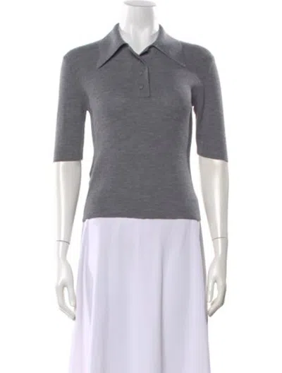 Pre-owned Plan C Merino Wool Short Sleeve Polo W/ Tags In Grey