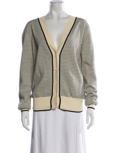 Pre-owned Plan C Plaid Print V-neck Sweater In Neutrals