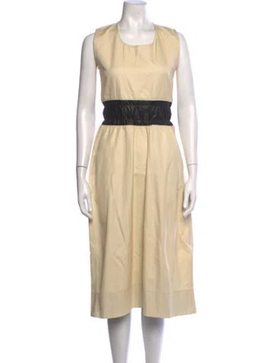 Pre-owned Plan C Square Neckline Midi Length Dress In Neutrals