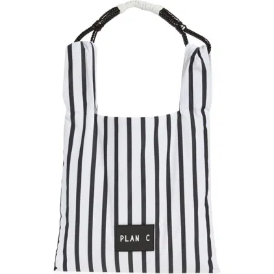 Plan C Stripe Cotton Shopper (nordstrom Exclusive) In Gray