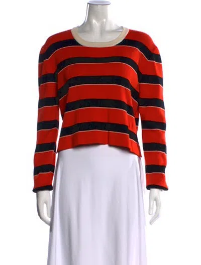 Pre-owned Plan C Striped Crew Neck Sweater In Orange