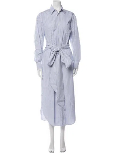 Pre-owned Plan C Striped Long Dress In Blue/white