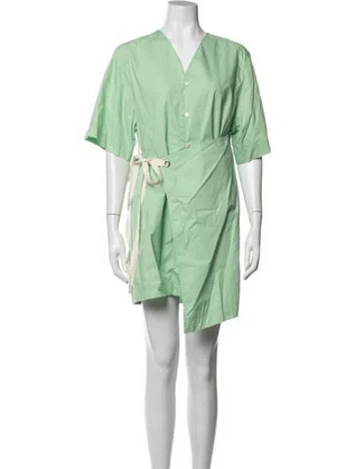 Pre-owned Plan C V-neck Mini Dress In Green