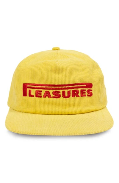 Pleasures Pit Stop Corduroy Snapback Baseball Cap In Yellow