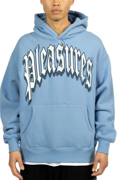 Pleasures Twitch Cotton Blend Graphic Hoodie In Blue