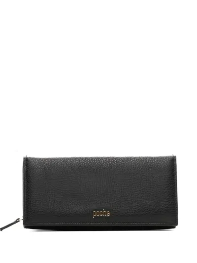 Poche Paris Logo-detail Leather Wallet In Black